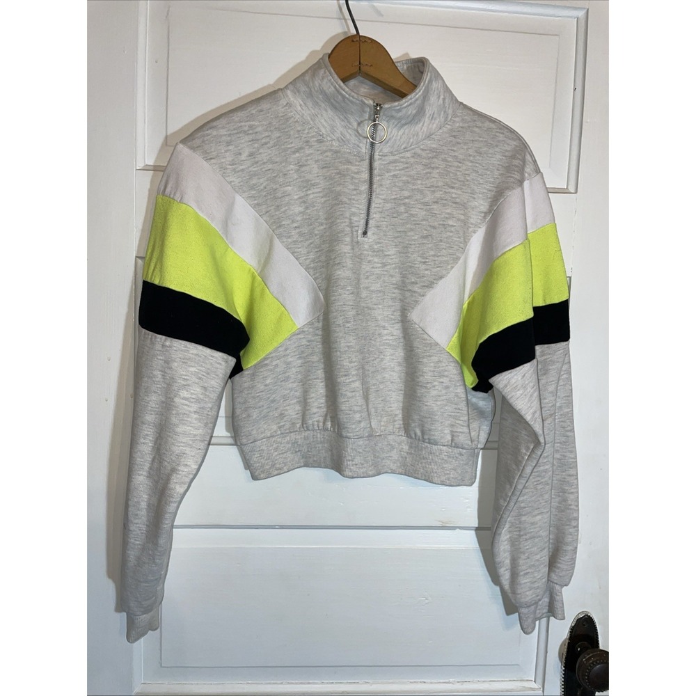 Nostalgia Street Core Cropped Sweatshirt Mock Neck 1/4 zip XS Retro Vibe